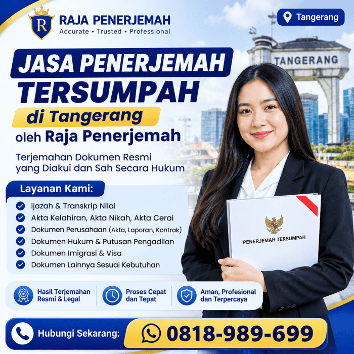 Jasa Penerjemah Tersumpah di Tangerang